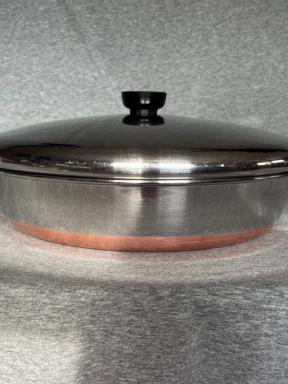 Revere Ware 1801 12 inch Copper Clad Bottom Skillet and Lid, Clinton Ill - Picture 5 of 12